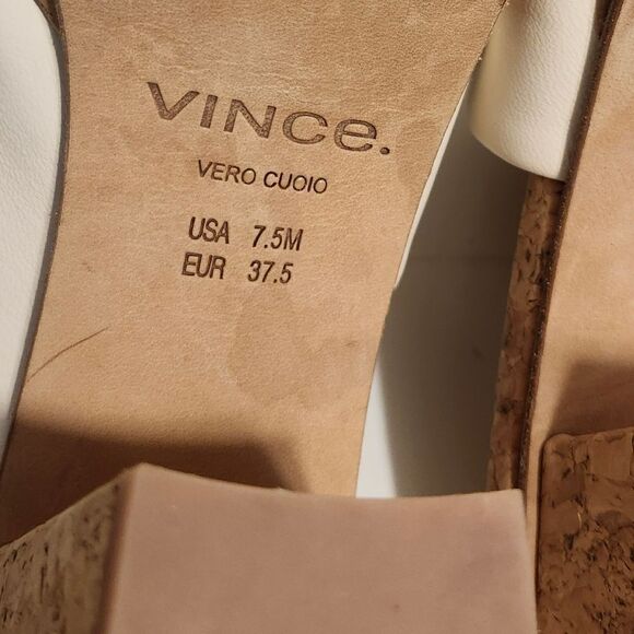 Vince "Wyatt-E" White Leather Platform Chunky Cork Heel Sandals Sz. 7.5 Ret.$325 - Picture 9 of 9